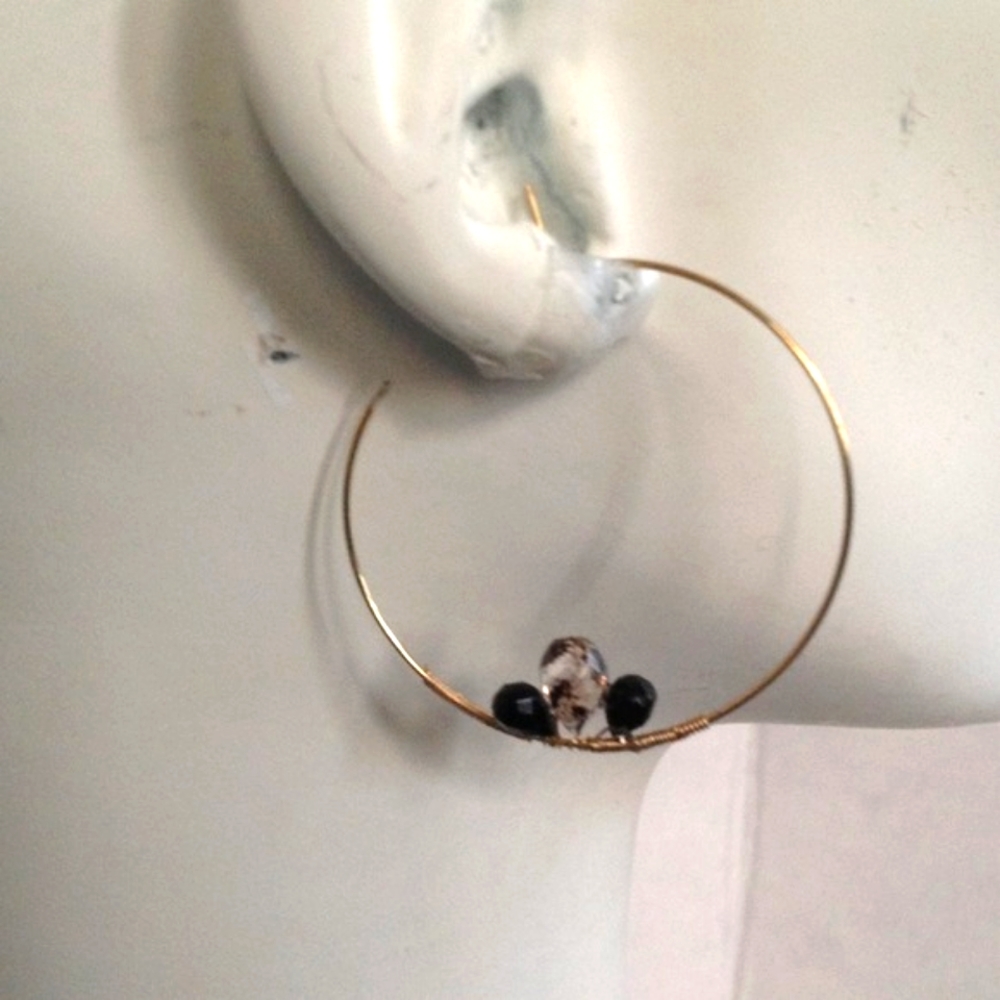 14K GF HOOPS w/ GENUINE stones